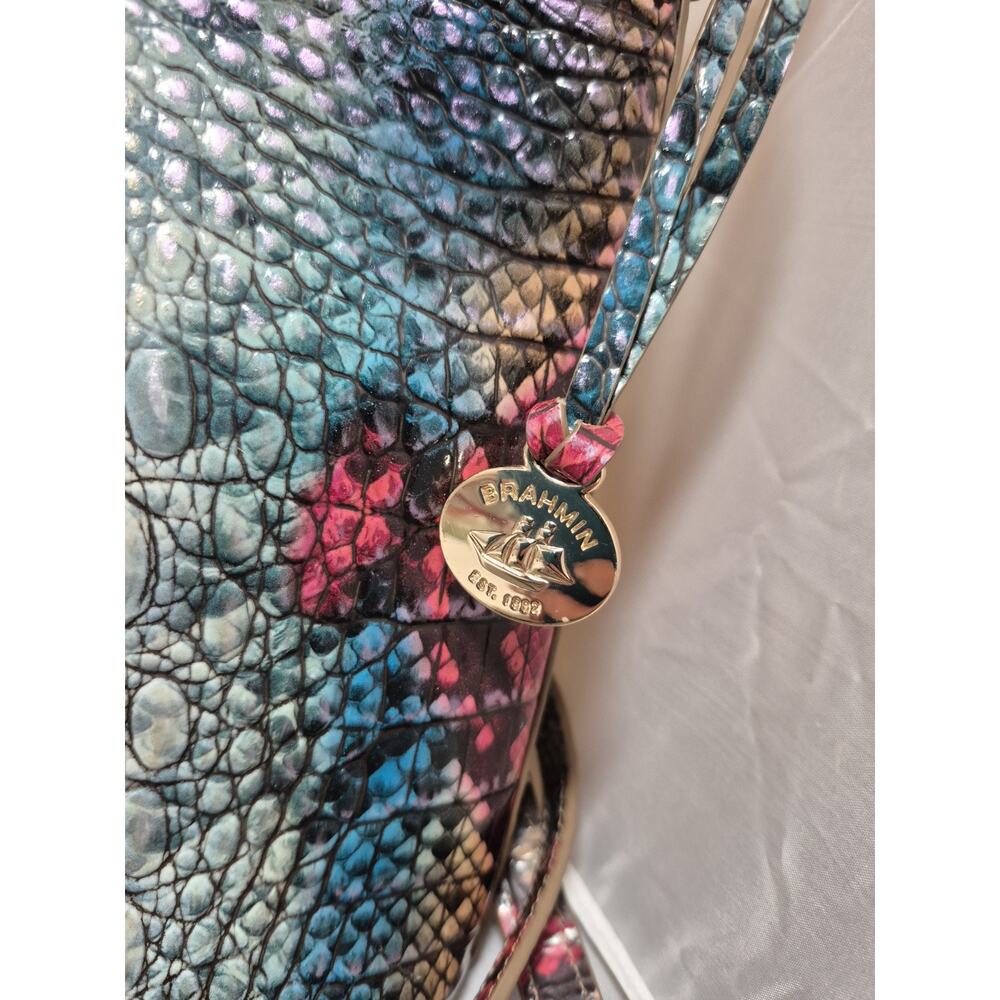 💥 Brahmin Katie Crossbody Purse Ombré Croc Komodo Embossed Leather Gorgeous - Picture 2 of 16